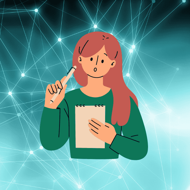 Girl holding pencil and paper graphic