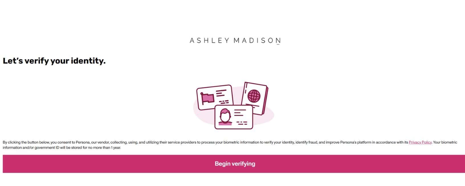 Ashley Madison verify screen