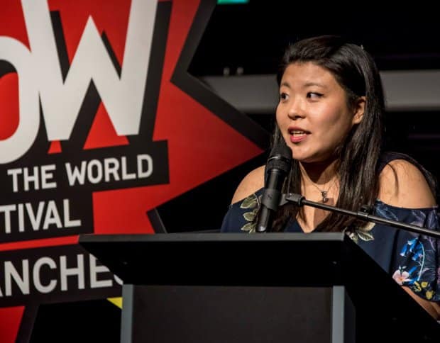 Leanne Yau public speaking podium
