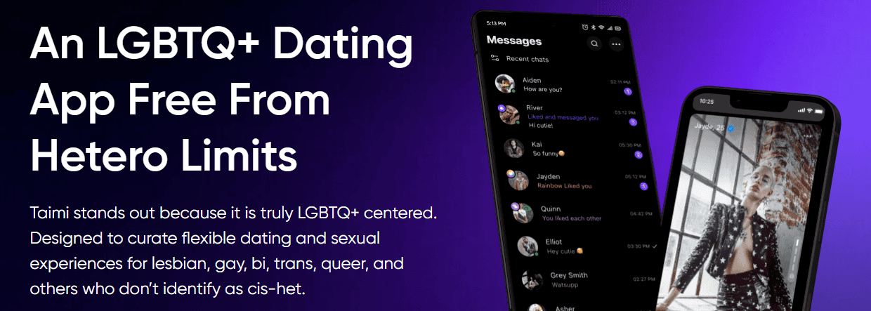 Screenshot of the Taimi homepage