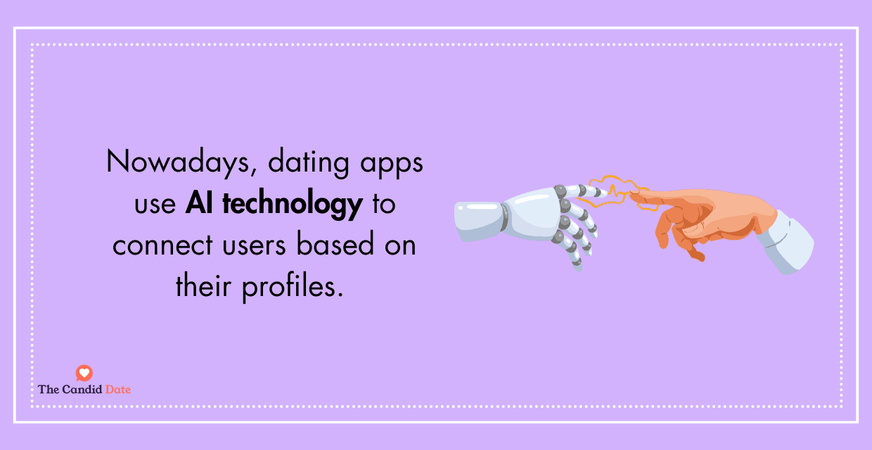 Dating apps use AI technology to connect users based on profiles custom image robot hand and human hand