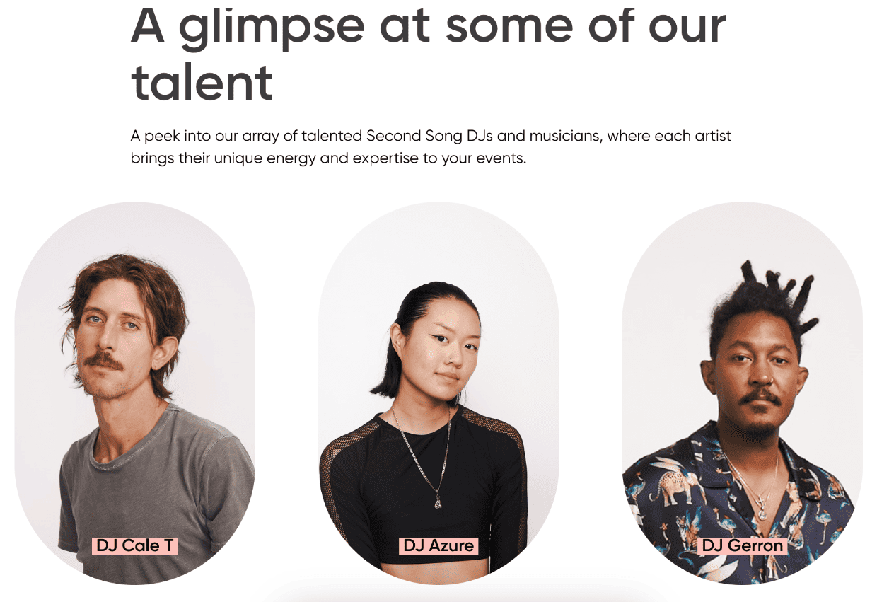 Screenshot of Second Song's DJs