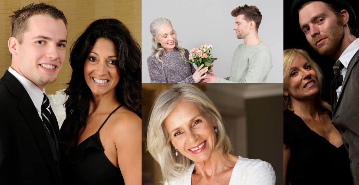 Photos of older women and younger men