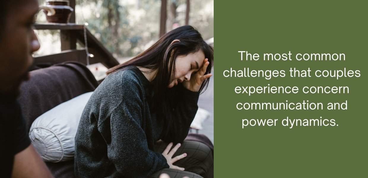 The most common challenges that couples experience concern communication and power dynamics.