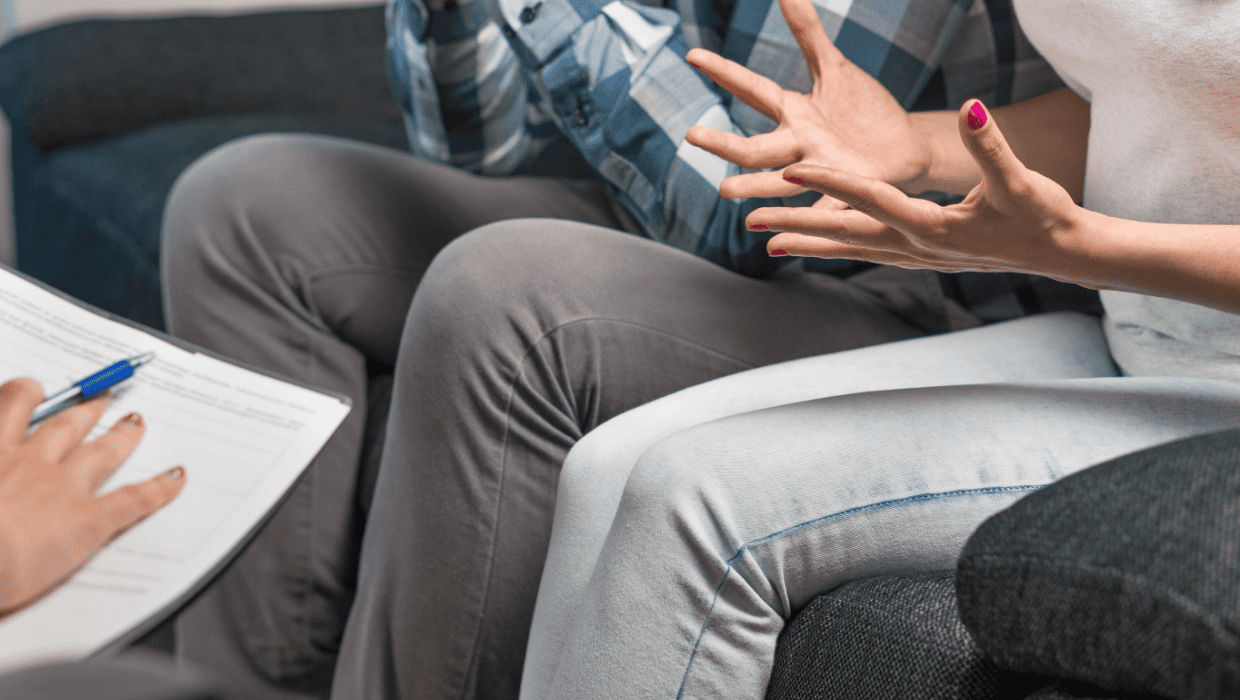 Stock photo of a couple fighting at couples therapy