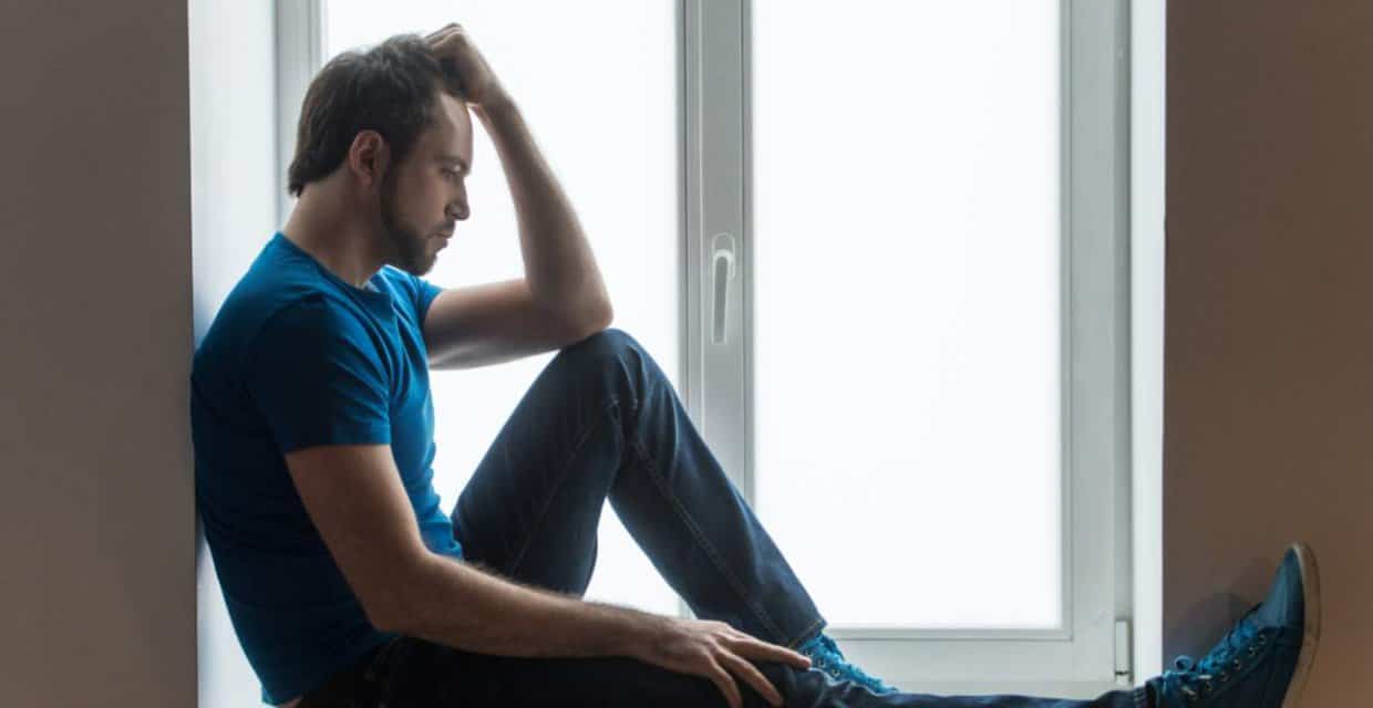 Lonely man sitting