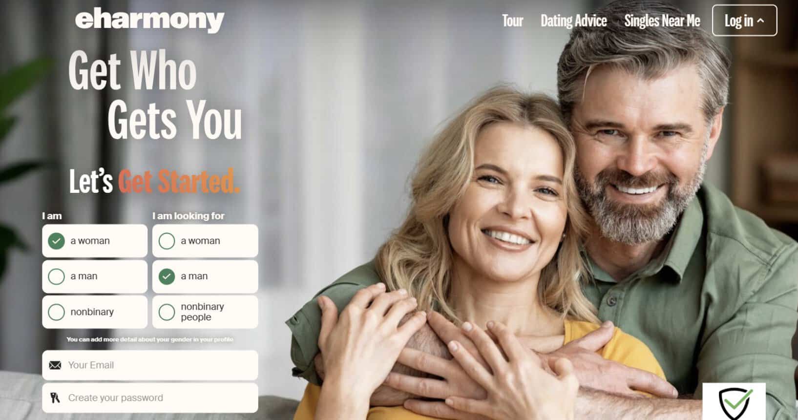eharmony signup page