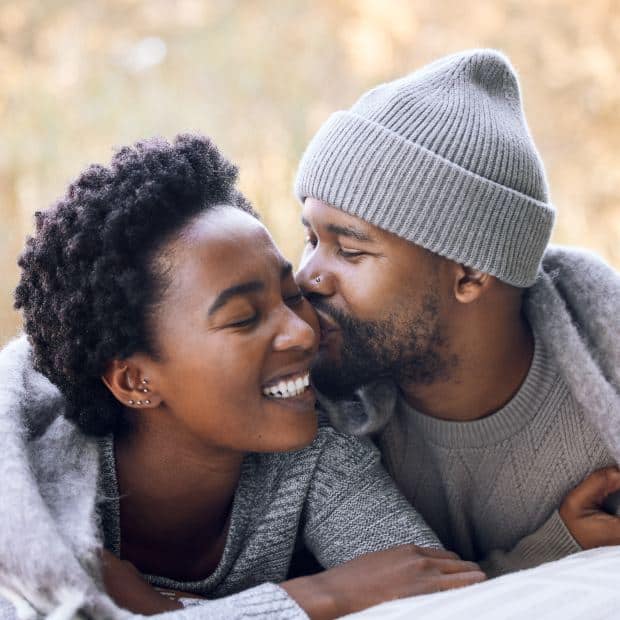 Photo of a kiss on the cheek