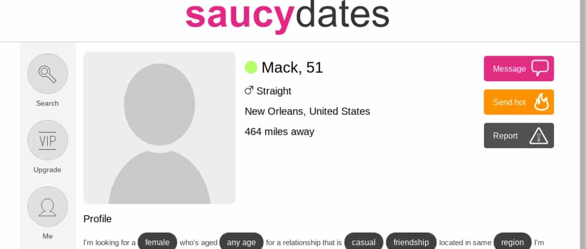 Screenshot of SaucyDates