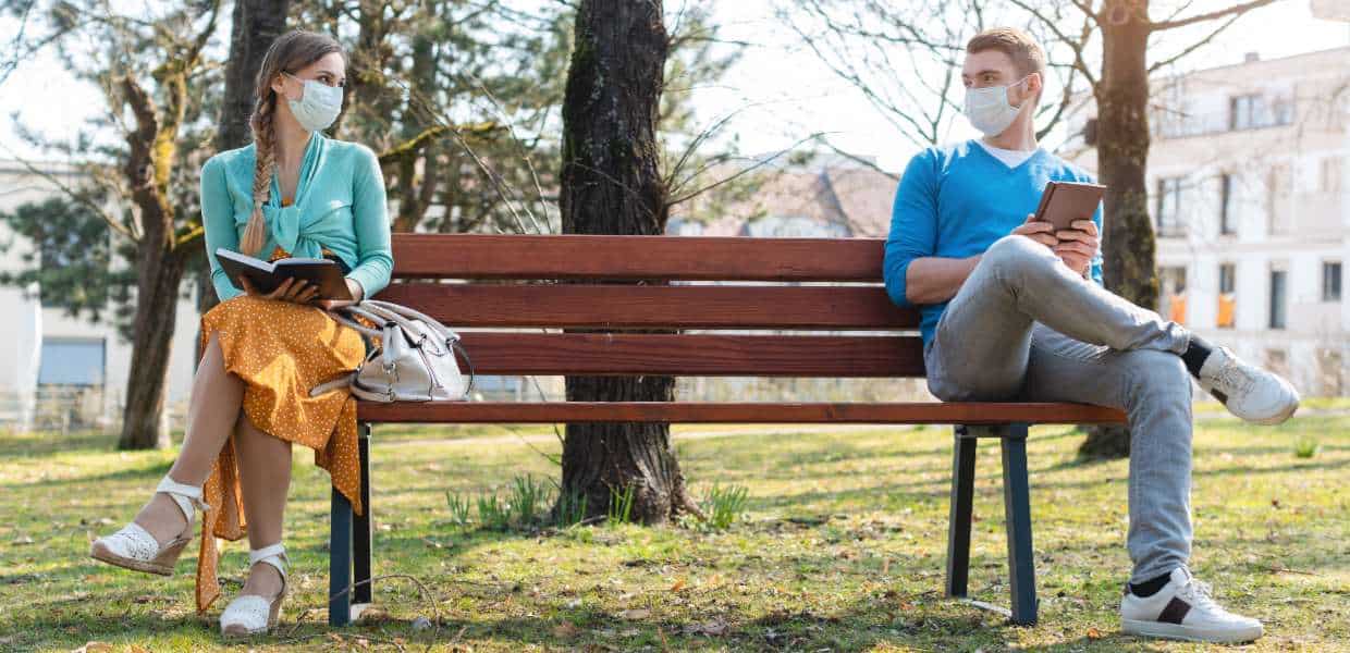 Photo of social distancing couple