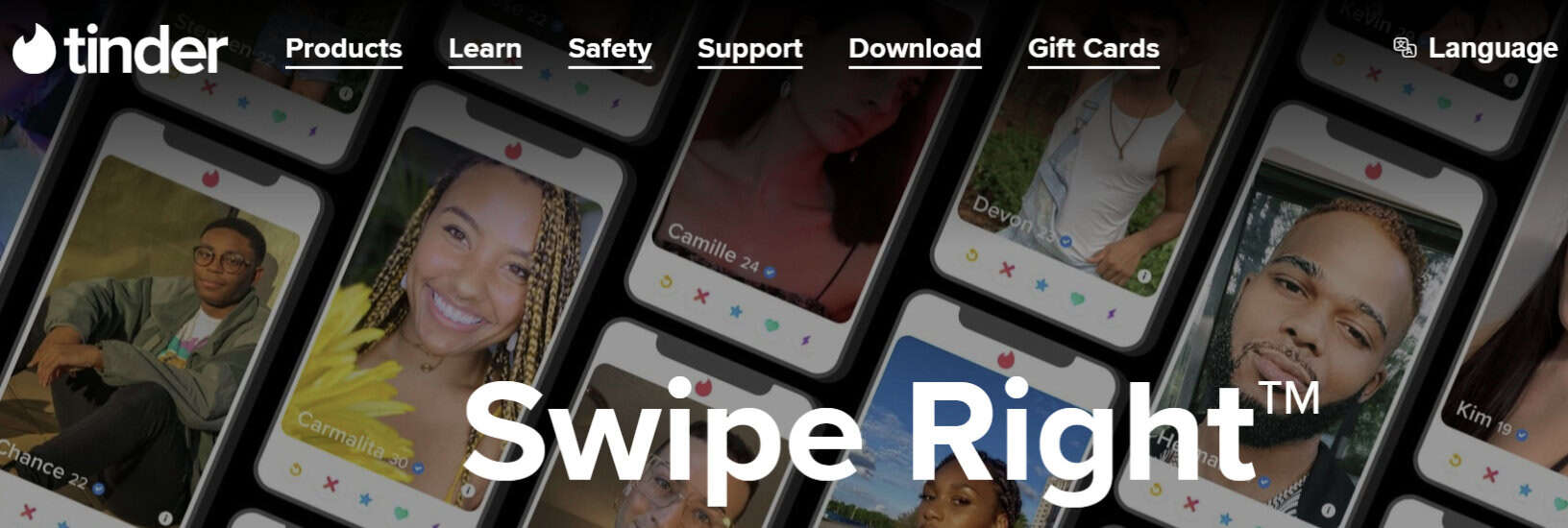 Tinder homepage