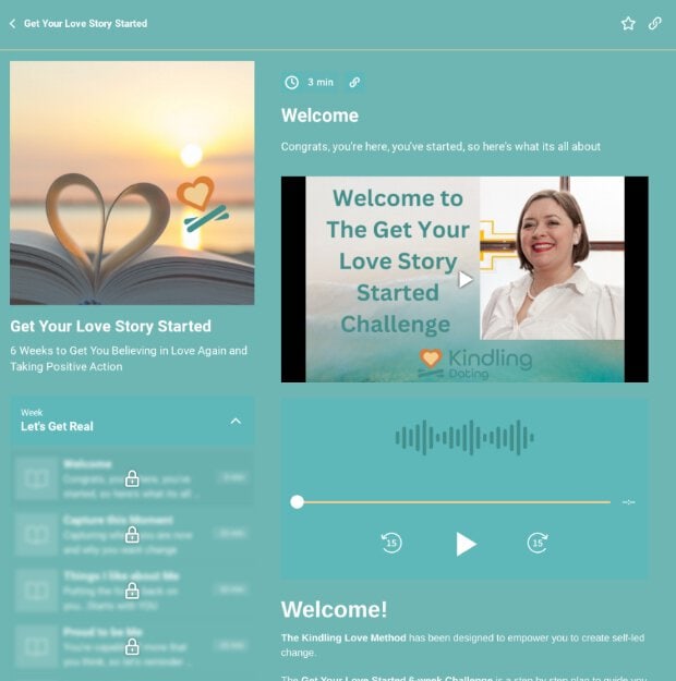 Kindling Dating app page