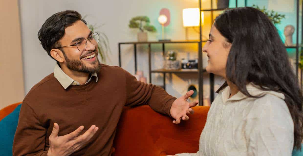 Photo of a couple talking