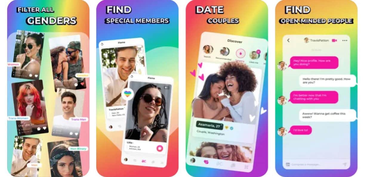 Screenshots of the BiCupid app