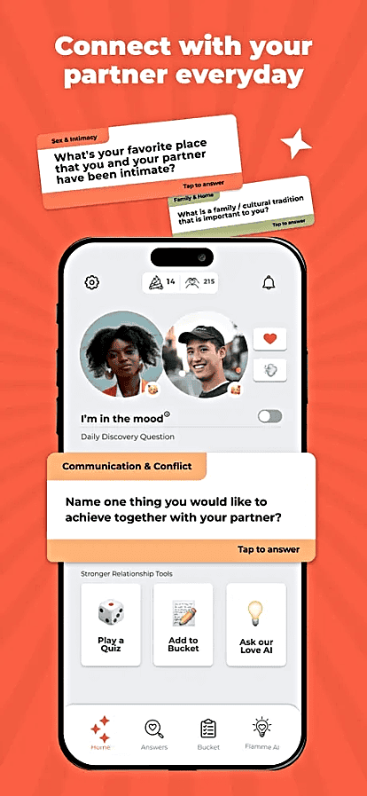 Screenshot of Flamme app interface
