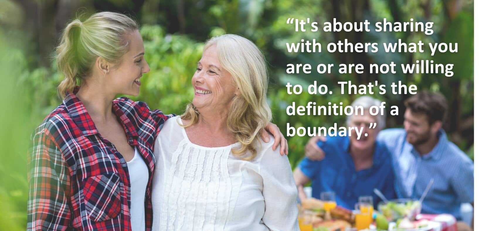 It's about sharing with others what you are or are not willing to do. That's the definition of a boundary.