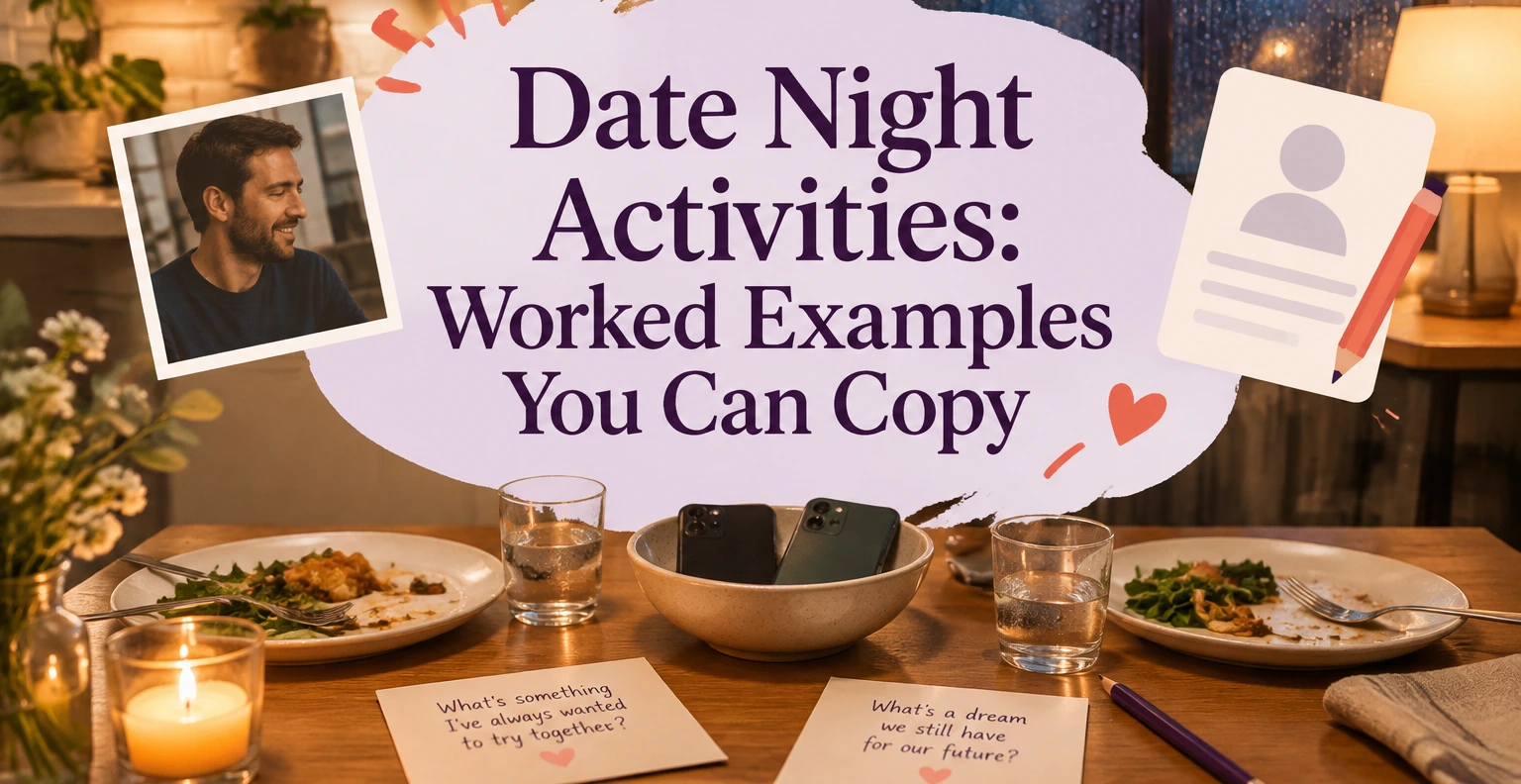 Date Night Activities: Worked Examples You Can Copy. Illustrated editorial cover, not a member profile.