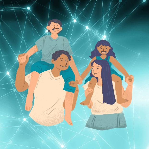 Interracial family graphic