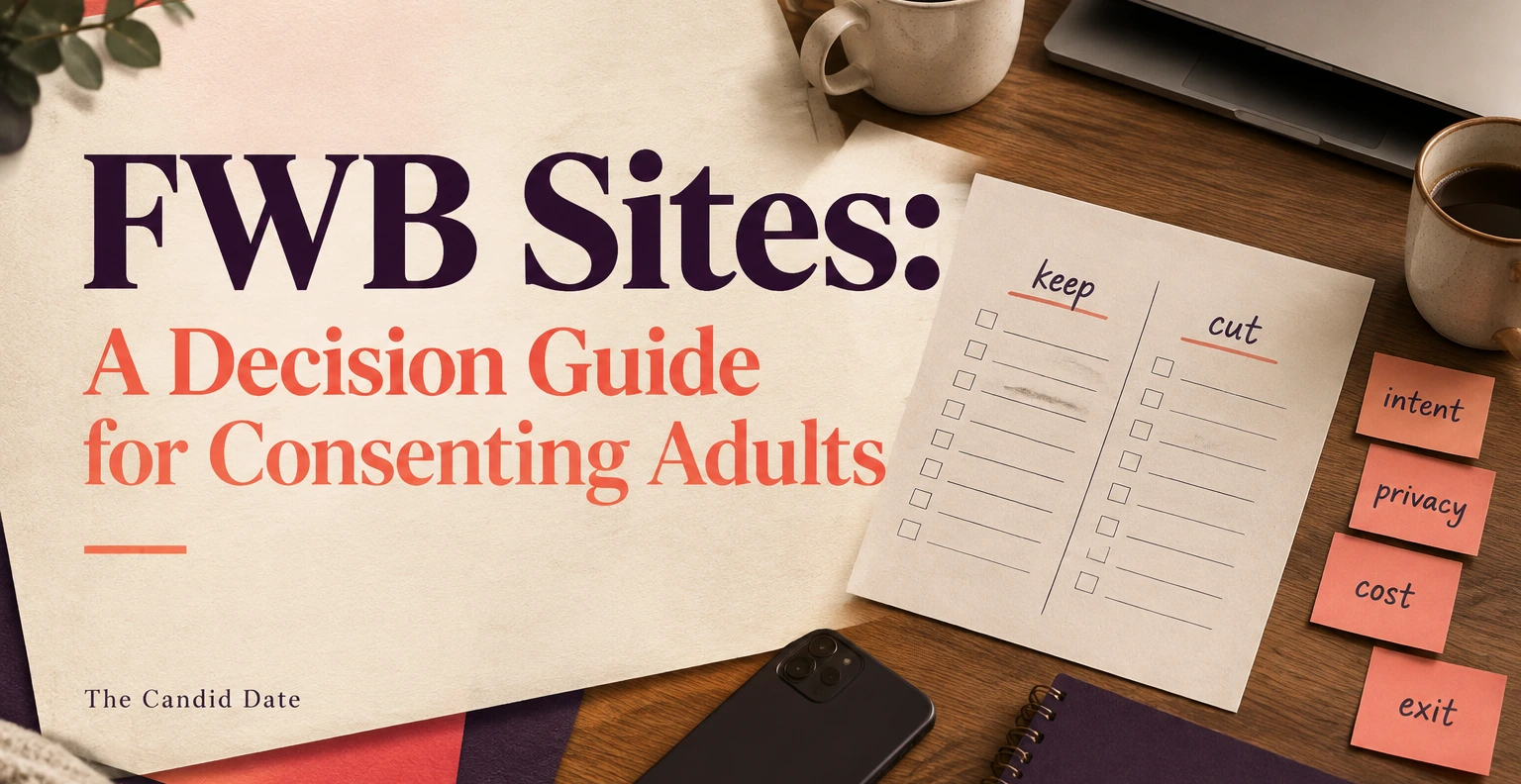 FWB Sites: A Decision Guide for Consenting Adults. Illustrated editorial cover, not a member profile.