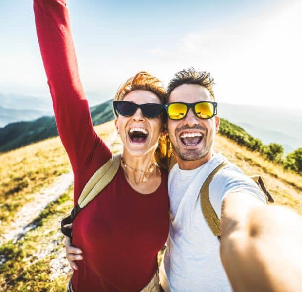 Couple selfie outdoors