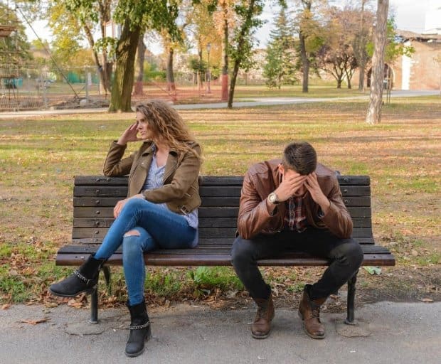 Bull City angry couple on bench