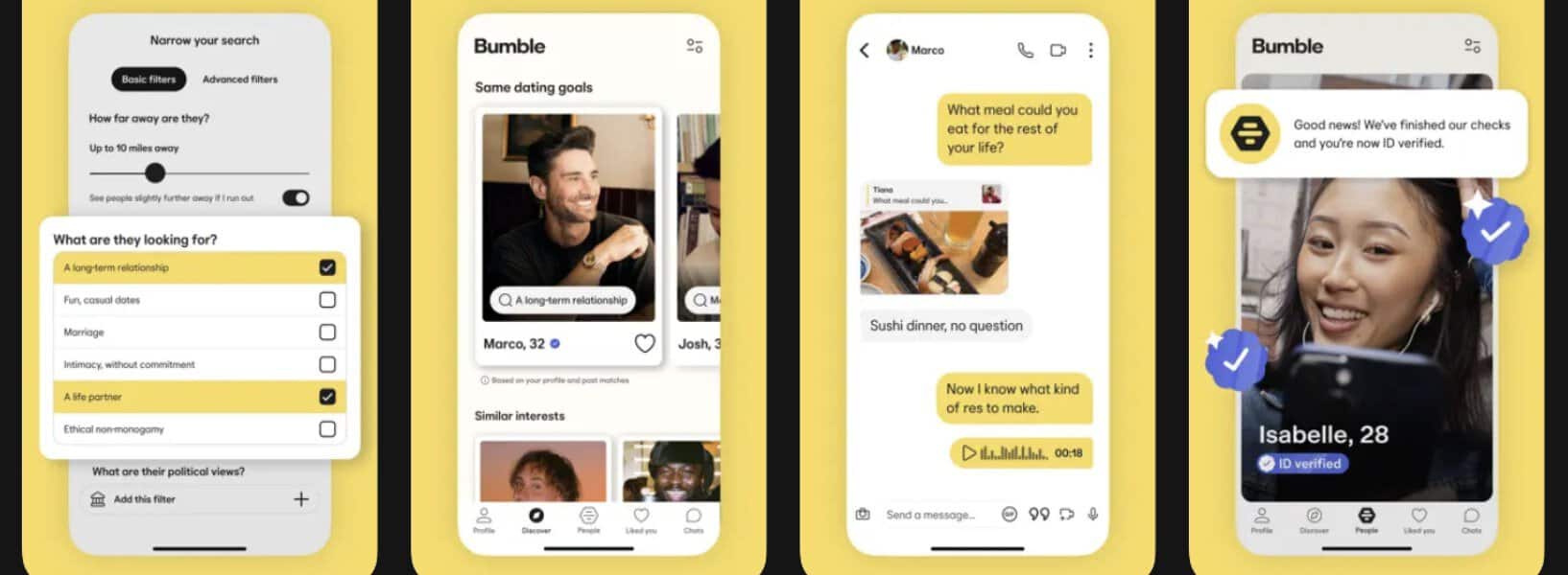 Bumble app screenshots