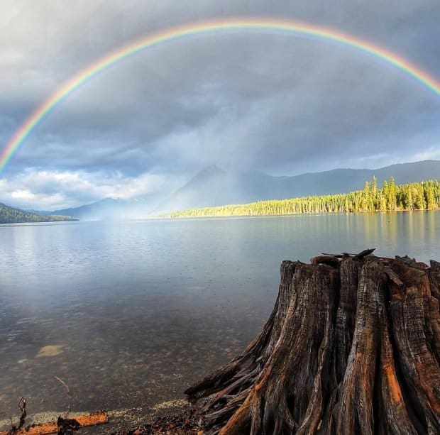 Washington State Park rainbow over lake