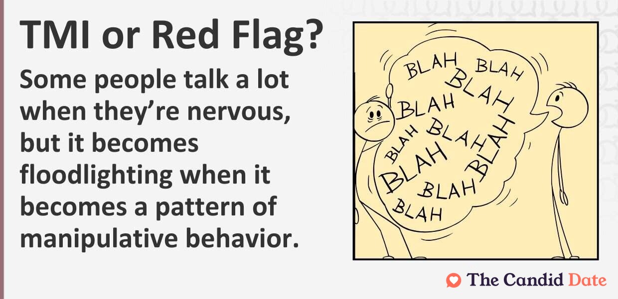 Some people talk a lot when they are nervous, but it becomes floodlighting when it becomes a pattern of manipulative behavior.