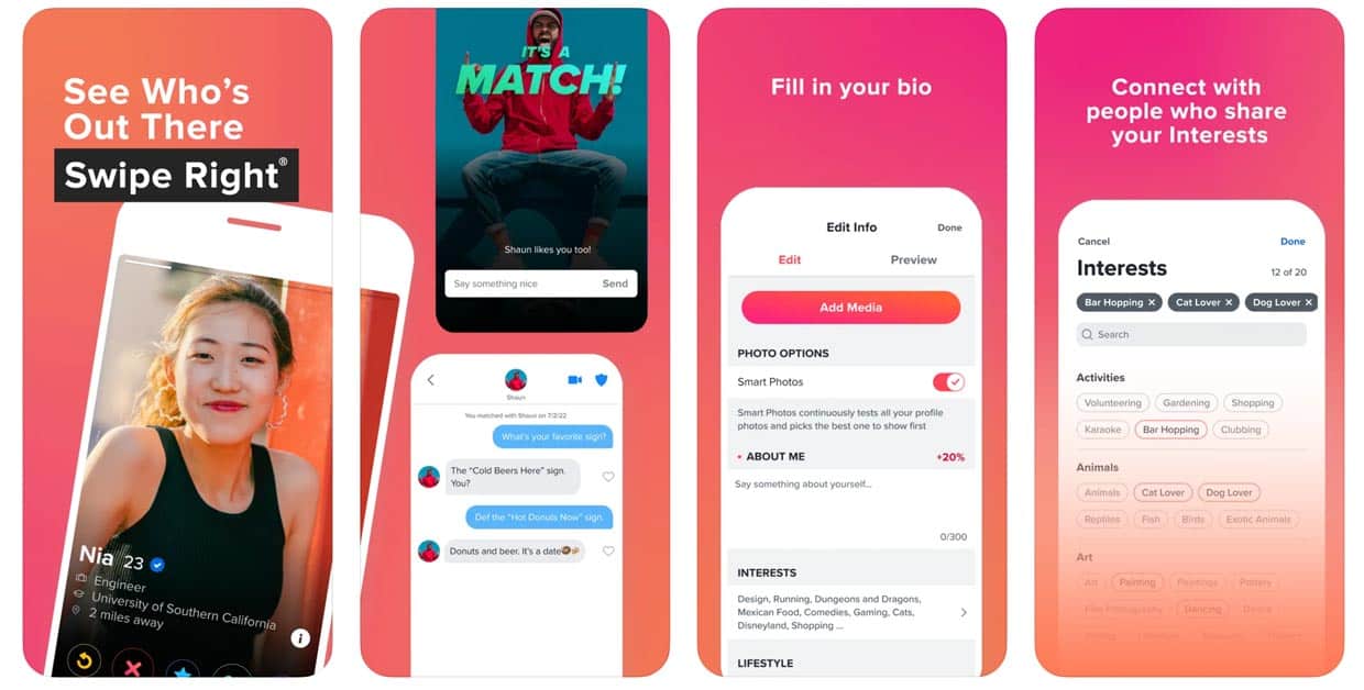 Tinder screenshots