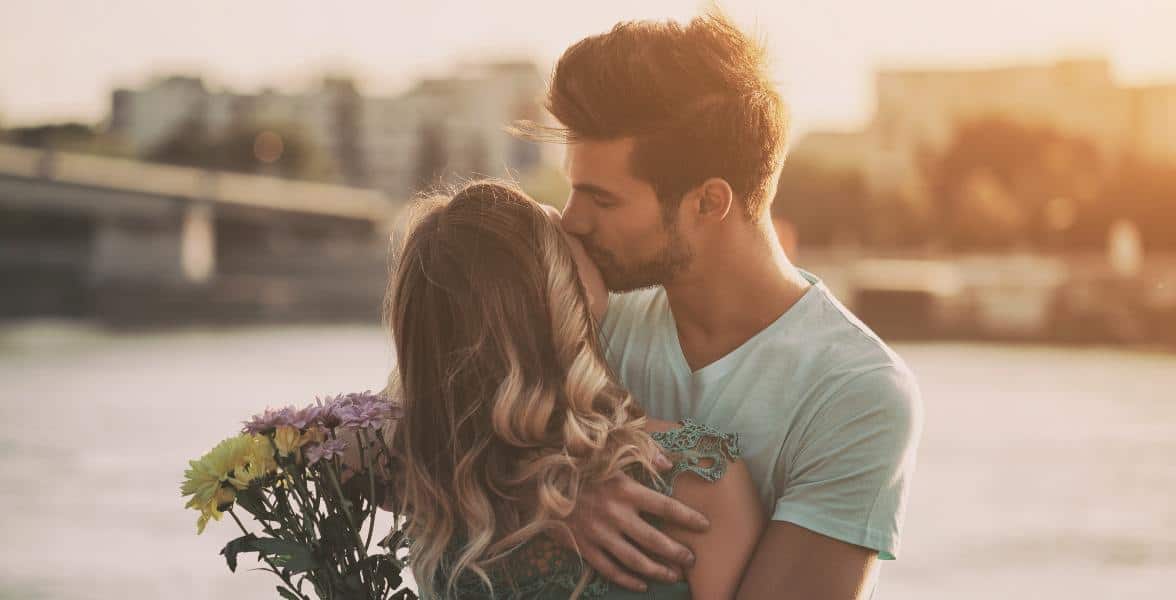 Photo of a couple kissing